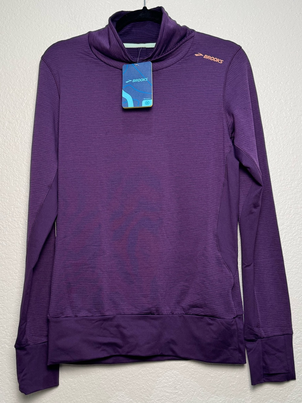 Brooks Notch Thermal Long Sleeve M Heather Berry Purple Running Top NWT
